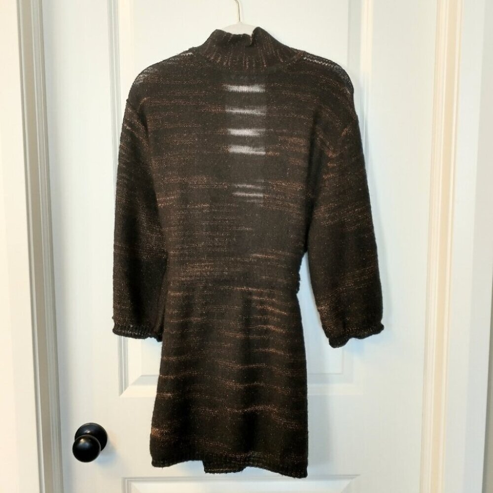 Charter Club Woman Brown and Bronze Belted Sweater Cardigan Duster Size 0X - Picture 2 of 14
